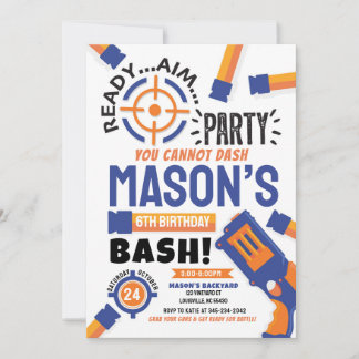 Dart Party Anniversaire Invitation Dart Gun Invita