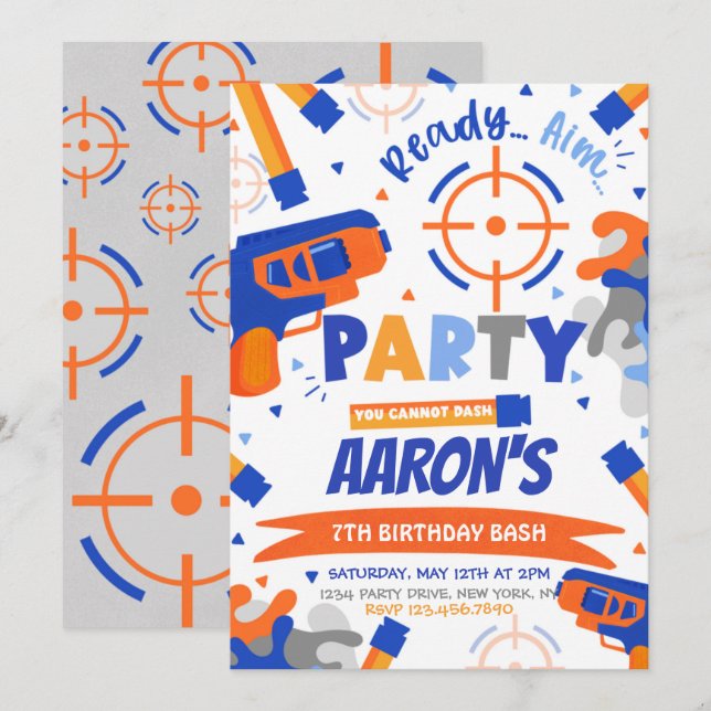 Dart Party Birthday Einladung (Vorne/Hinten)
