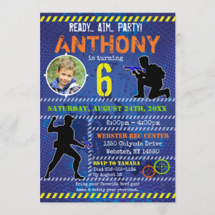 Dart Photo Invitation Dart Gun fête d'anniversaire
