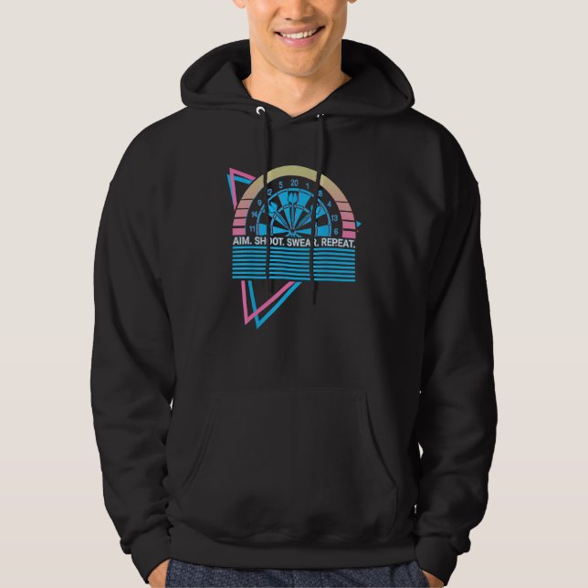 Dart Player Retro Aim Shoot Swear Repeat Hoodie (Vorderseite)