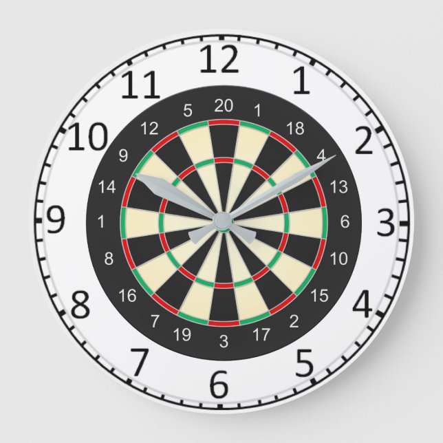 Dart-Scheibe Große Wanduhr (Vorderseite)