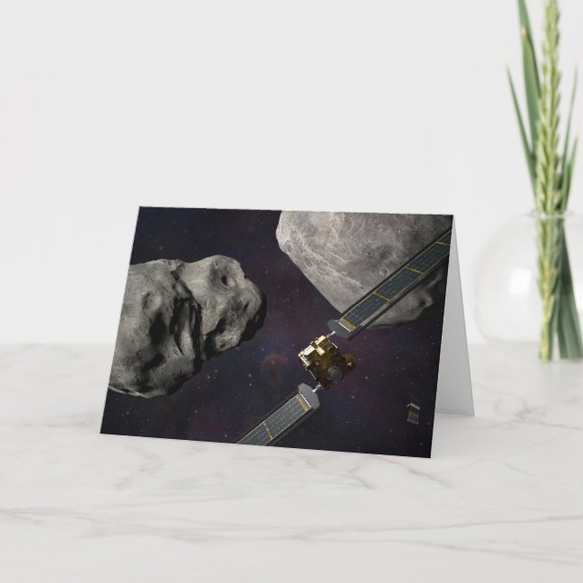 Dart Spacecraft und Liciacube vor der Einwirkung Karte (Vorderseite)
