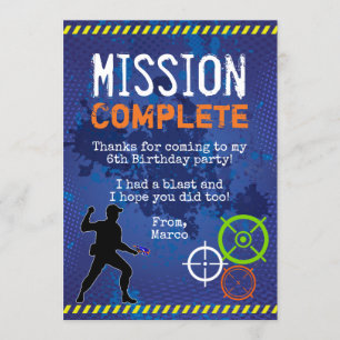 Dart Wars Carte de remerciements fête d'anniversai