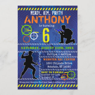 Dart Wars Party Blaster Gun Geburtstag Einladung