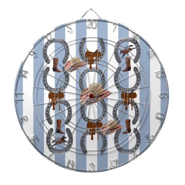 Dartboard Blue & White Stripe Horse Sattel Dartscheibe (vorne)