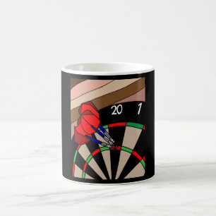 Dartboard Dart Player mit Dartboard-Pfeilen Kaffeetasse