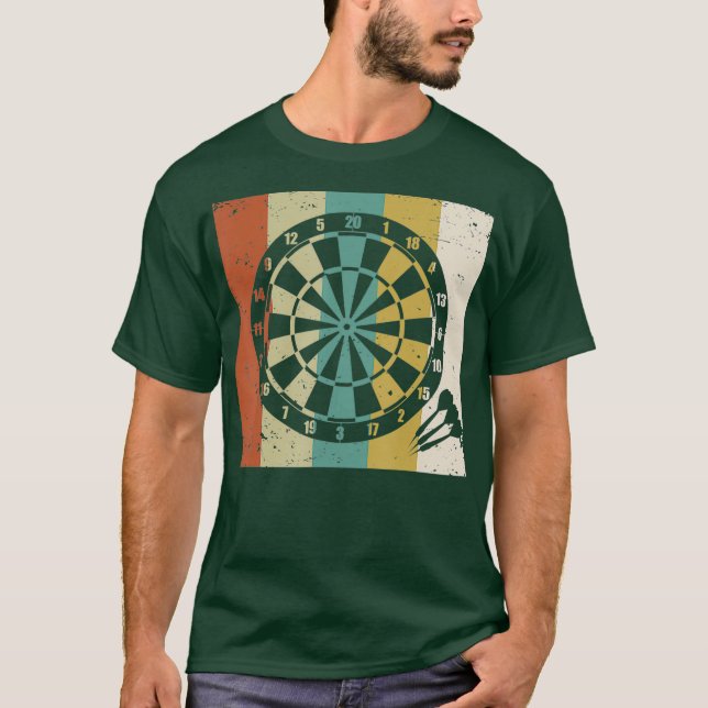 Dartboard Darts Dart Aiming Throw Retro T-Shirt (Vorderseite)