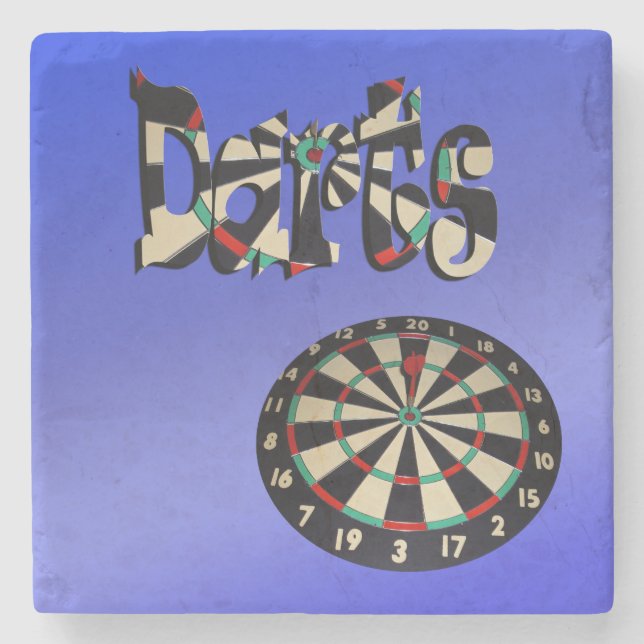 Dartboard-Design für Blue Darts, Steinuntersetzer (Vorderseite)