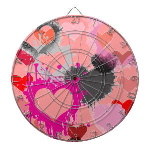 DARTBOARD GAME - DESIGNER HEARS - PINK - GIFTS DARTSCHEIBE