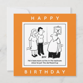 Dartboard im Schlafzimmer. Funny Cartoon Karte