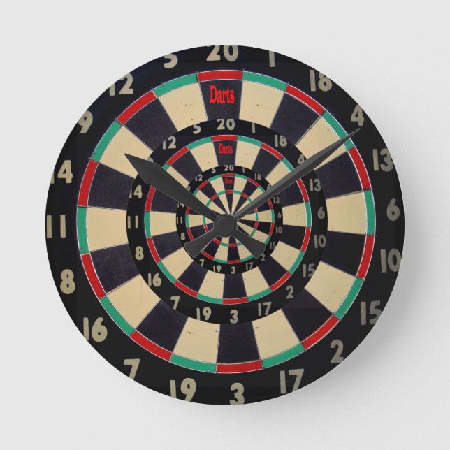 Dartboard in drei Stufen, Runde Wanduhr (Vorderseite)