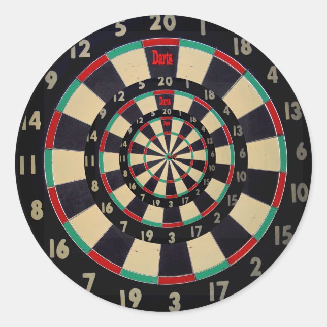 Dartboard in drei Stufen, Runder Aufkleber (Vorderseite)