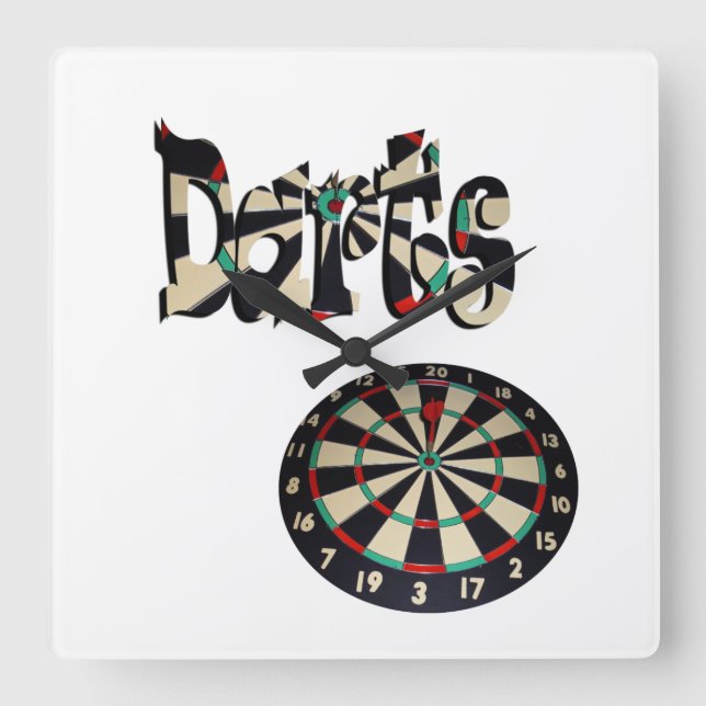 Dartboard-Logo, Quadratische Wanduhr (Vorderseite)