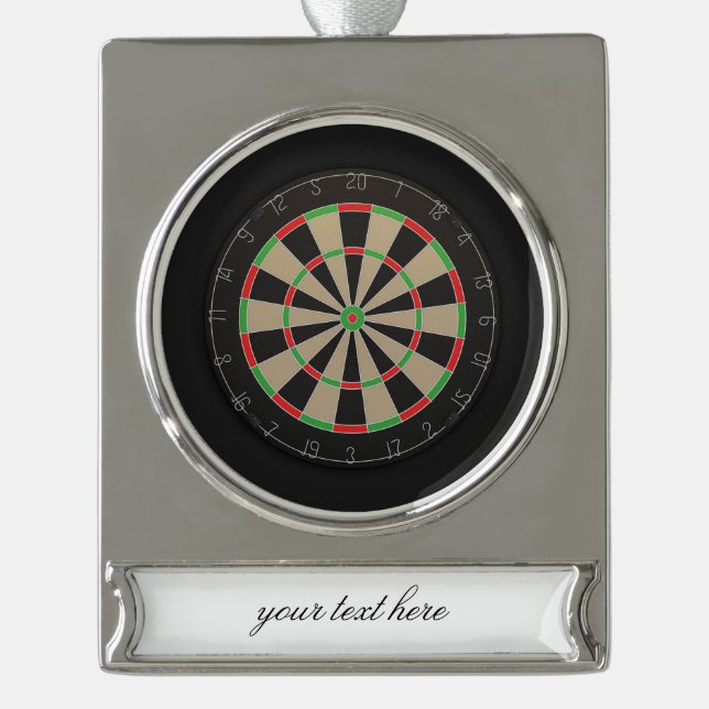 Dartboard Lover 🎯 😍 Darts Banner-Ornament Silber (Vorderseite)