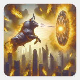 Dartboard mit Bulle - Explosion -  Dartkunst Quadratischer Aufkleber