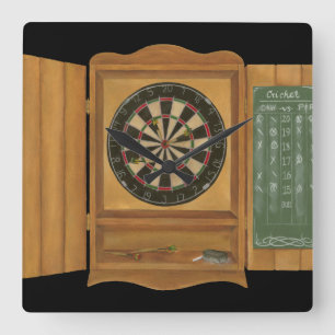 Dartboard mit dem Kricket-Zählen Quadratische Wanduhr