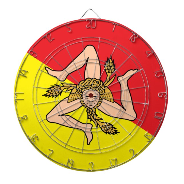 Dartboard mit der Flagge Siziliens, Italien Dartscheibe (vorne)