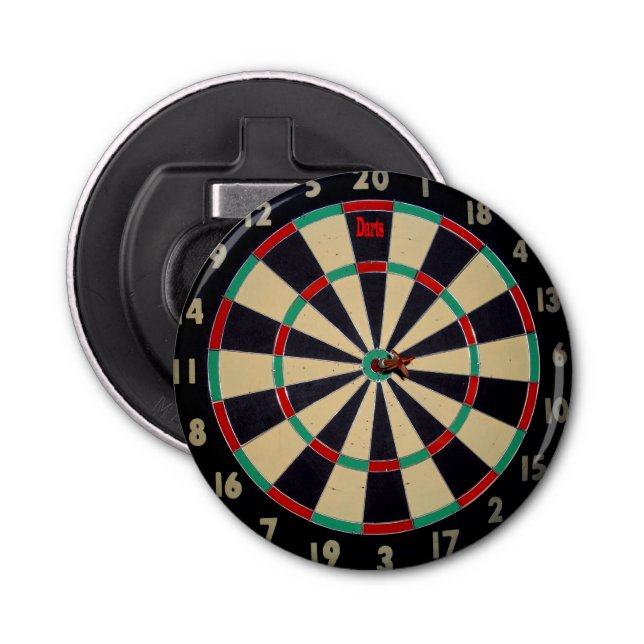 Dartboard mit einem Dart in Bullseye, Flaschenöffn Flaschenöffner (Vorderseite)