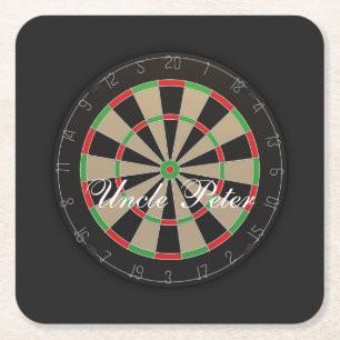 Dartboard Monogram Name Rechteckiger Pappuntersetzer