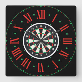 Dartboard Original mit römischen Zahlen Quadratische Wanduhr