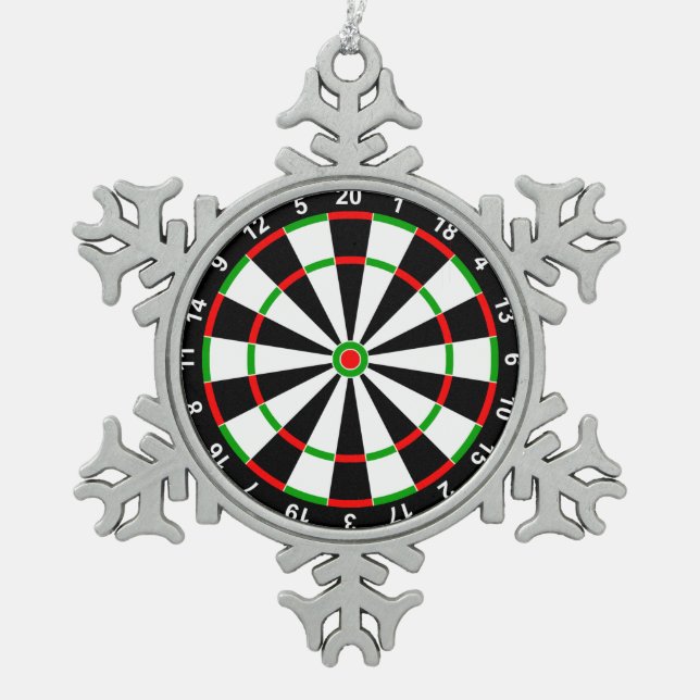 Dartboard Schneeflocken Zinn-Ornament (Vorderseite)