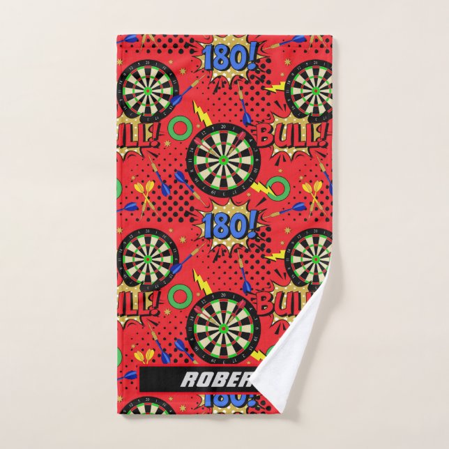Dartboards Darts Comic Buchstil personalisiert Handtuch (Handtuch)