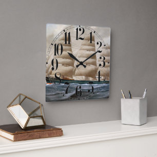Dartford-Segelschiff 1910 Quadratische Wanduhr