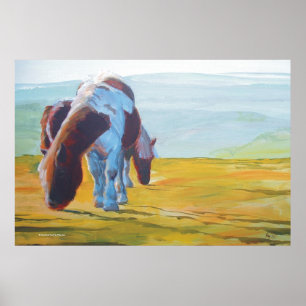 Dartmoor-MiniaturPonys bemalen unangenehme Landsch Poster