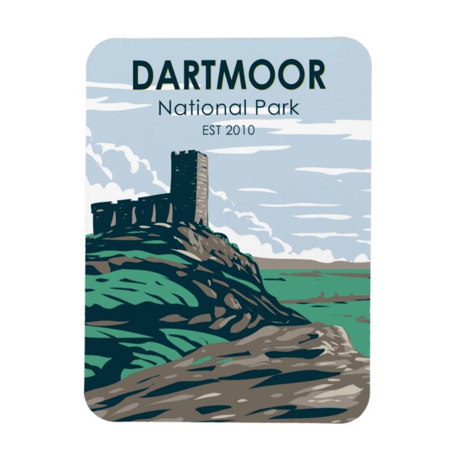 Dartmoor Nationalpark Burg Ruins England Magnet (Vertikal)