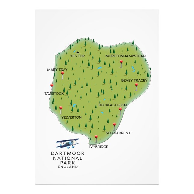 Dartmoor Nationalpark England Karte Fotodruck (Vorne)