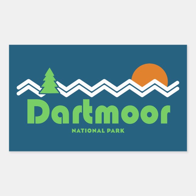 Dartmoor Nationalpark Retro Rechteckiger Aufkleber (Vorderseite)