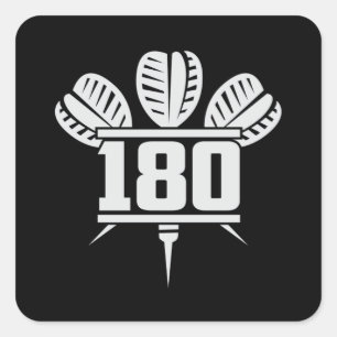 Darts 180 Dart Dartboard Bullseye Arrow Funny Gift Quadratischer Aufkleber