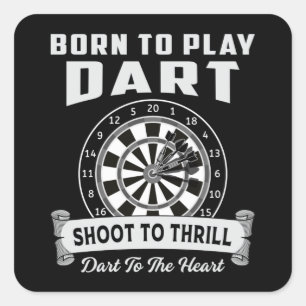 Darts Dart Dartboard Bullseye 180 Arrow Funny Gift Quadratischer Aufkleber