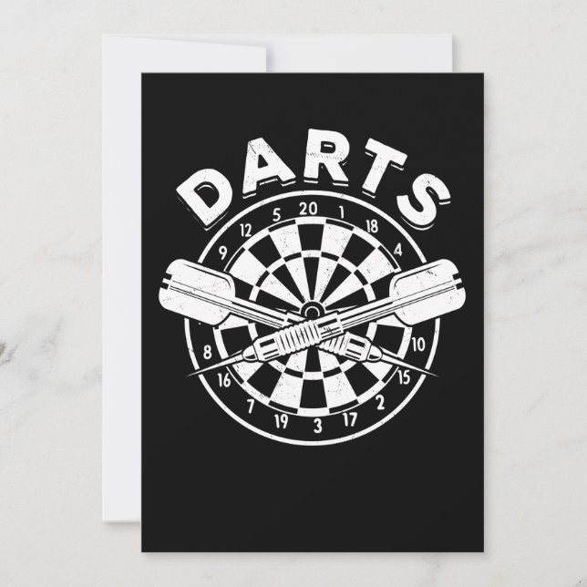 Darts Dartboard Men Dart Player 180 Retro Einladung (Vorderseite)