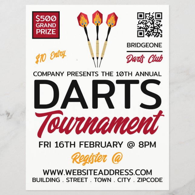 Darts Design, Darts Tournament Werbung Flyer (Vorne)
