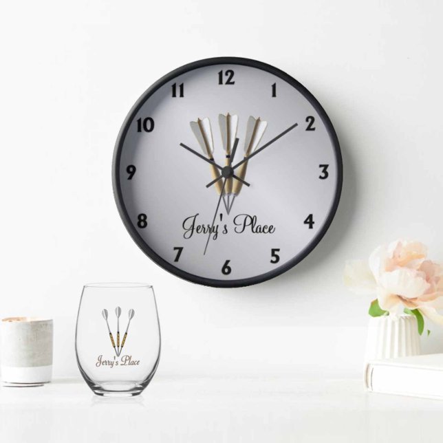 Darts Design Silver Texted Uhr (Von Creator hochgeladen)