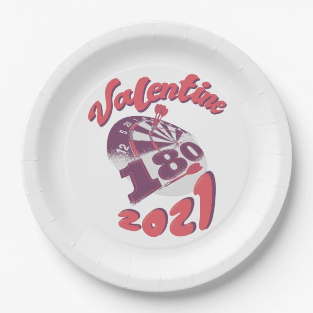 Darts ist mein Valentine 2021 Pappteller (Vorderseite)
