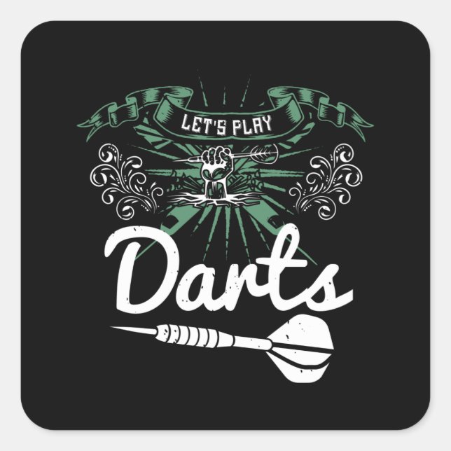 Darts - Lasst uns Darts spielen Quadratischer Aufkleber (Vorderseite)