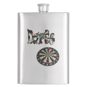 Darts-Logo und Dartboard, Hip Flask Flachmann