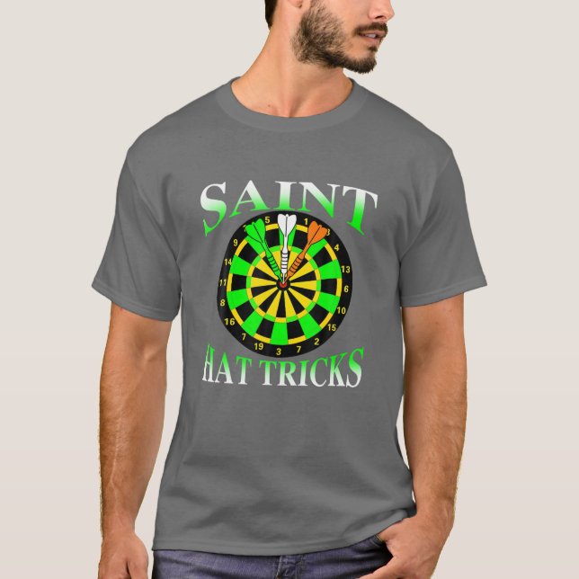 Darts Saint Hat Trick Irish St Patrick's Day T-Shirt (Vorderseite)