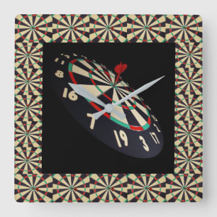 Darts, wie man spielt, auf das Dartboard trifft, Quadratische Wanduhr