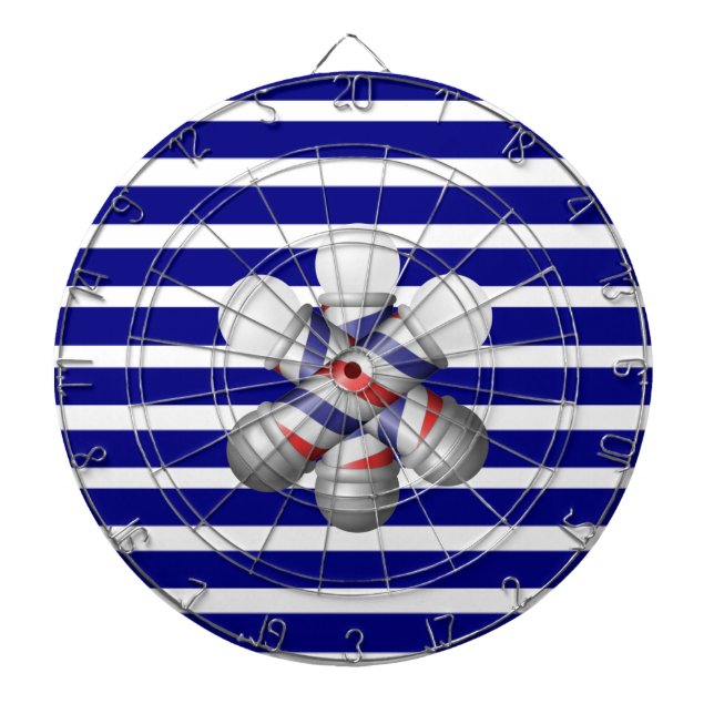 Dartscheibe Blau & Weiß gestreift Barbierstange Ba (vorne)