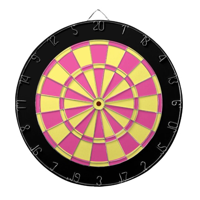Dartscheibe: Rosa, hellgelb und Schwarzes Dartscheibe (vorne)