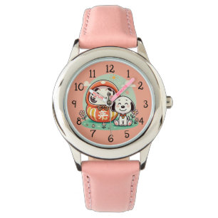 Daruma mit niedlichem Welpe Armbanduhr