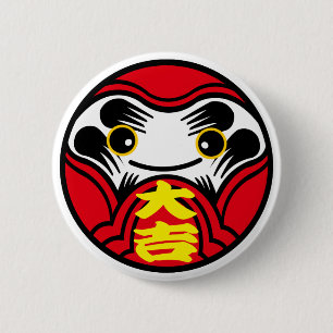 Daruma Puppe bringt "Great viel Glück" (大 吉) Button