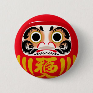 Daruma-Puppe (traditioneller japanischer Glücksbri Button