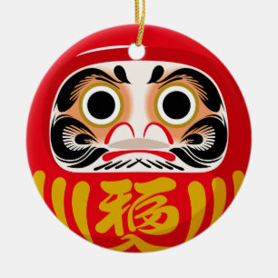 Daruma-Puppe (traditioneller japanischer Glücksbri Keramik Ornament
