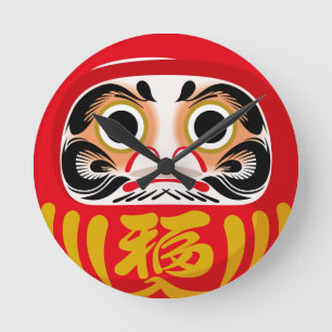 Daruma-Puppe (traditioneller japanischer Glücksbri Runde Wanduhr