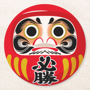 Daruma-Puppe (traditioneller japanischer Glücksbri Runder Pappuntersetzer