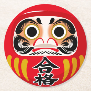 Daruma-Puppe (traditioneller japanischer Glücksbri Runder Pappuntersetzer